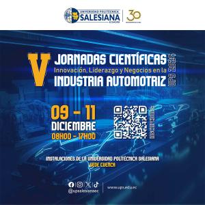 Afiche de las V Jornadas Científicas: Innovación, Liderazgo y Negocios Automotrices